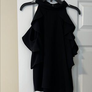 Topshop Black Halter Ruffle Top